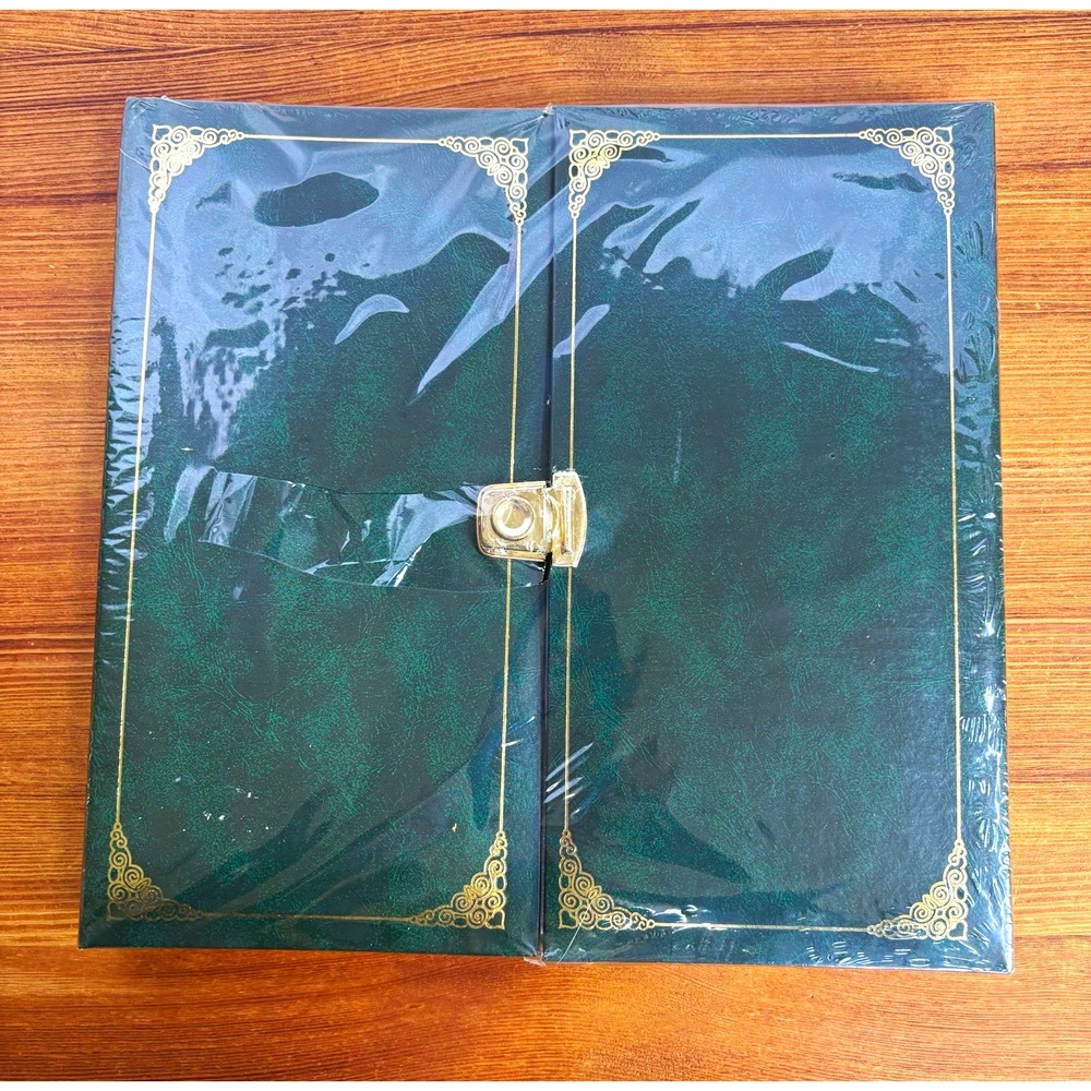 12x13 Green Faux Leather Photo Album w/ Gold Corner Detail & Latch